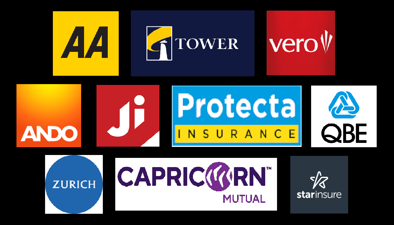 Approved insurer logos: AA, Tower, Vero, Ando, Janssen, Protecta, QBE, Zurich, Capricorn and Starinsure